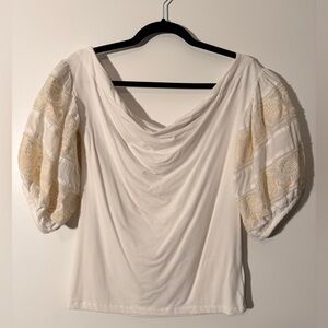 Free People Rock With It Off-the-Shoulder Top – Size Medium, Ivory